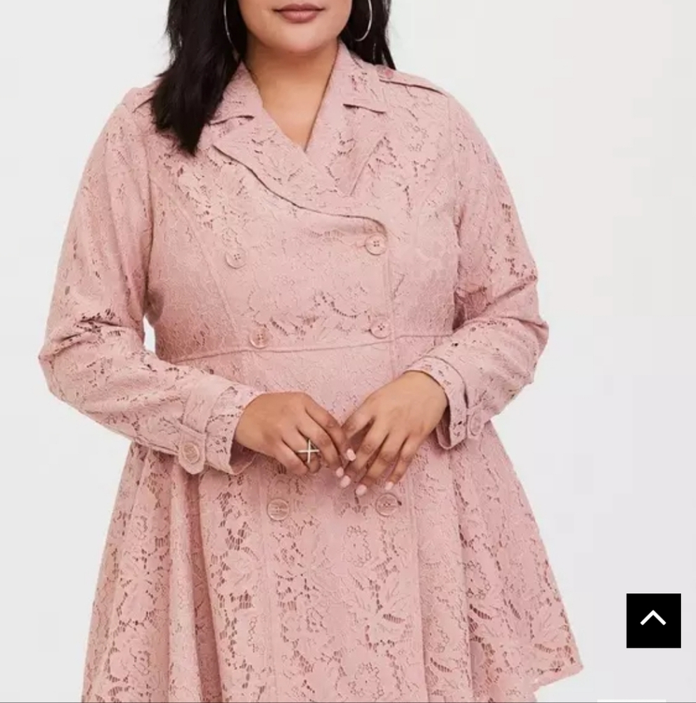 2x [Torrid] Mauve Pink Lightweight Lace Trench -No Pockets, Worn Once B1